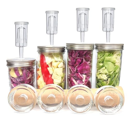 2 set Complete Fermentation Kit 0.73L Fermenting Mason Jars Fermentation Weights & Fermenting Lids for Sauerkraut, Vegetables, and Other Fermented Food(0.73 Liter)