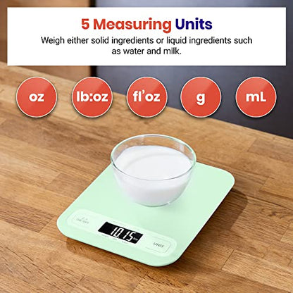 Etekcity Food Kitchen Scale, Digital Grams and Ounces for Weight Loss, Baking, Cooking, Keto and Meal Prep, Large, Green - color: Green
