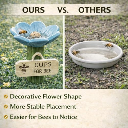 Bee Watering Station for Garden 1-Pack, Flower Bee Water Feeder, Ground Stake Pollinator Watering Station for Yard, Flower Bed, Planter - color: Monochrome