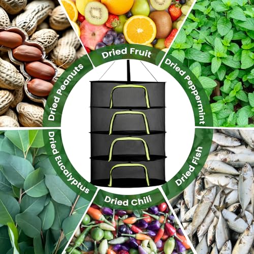 4 Layer 24" Herb Drying Rack Hanging with Garden Pruning Shears, Large Zipper, Hook & Notepad, Foldable Drying Rack for Herbs, Spices & Seasonings, Hanging Herb Dryer Indoor Outdoor - size: 40*24 INCH