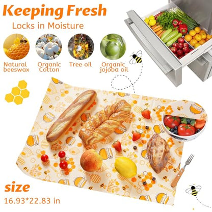 Beeswax Wraps for Food – Reusable Beeswax Bread Bag & Sandwich Wrap | Organic & Eco-Friendly,Sustainable Bees Paper,Retain Freshness,Perfect Alternative to Aluminum Foil Sourdough Storage - color: 1 Pack（Bee jar）