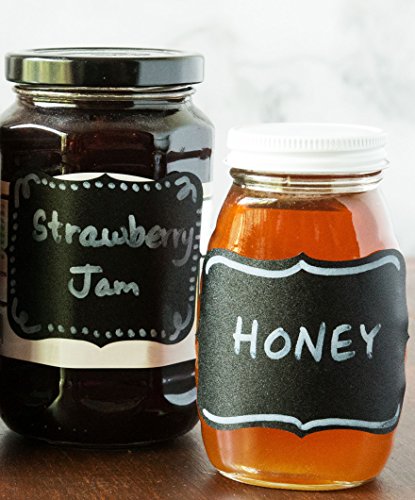 Cestari Large Chalkboard Labels – 54-Pack Black Reusable Jar Labels for Containers, Fancy Rectangle Chalk Stickers for Organizing Kitchen, Pantry, Storage Bins, Jars & More - size: Large