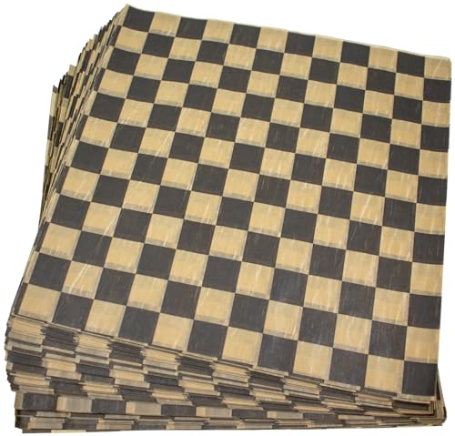 MADE IN USA 1,000 Sheets of Grease-Resistant Food Grade Waxed Kraft Deli Tissue Paper, 12" X 12" (Black & Brown Checker Print) - color: Black & Brown Checker Print