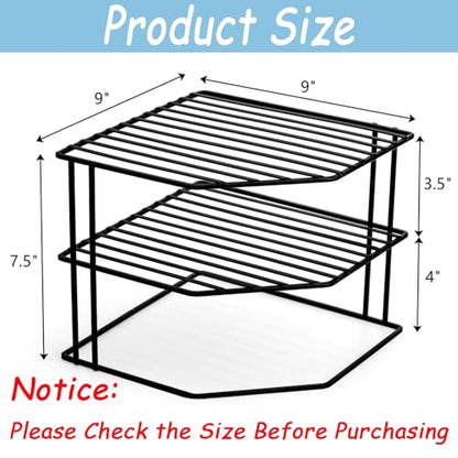 Frcctre 3-Tier Kitchen Corner Shelf Rack Counter and Cabinet Organizer, 9x9x7.5 Inch Metal Wire Kitchen Counter Pantry Cabinet Organizer and Storage Shelf for Plates, Cups, Dishes