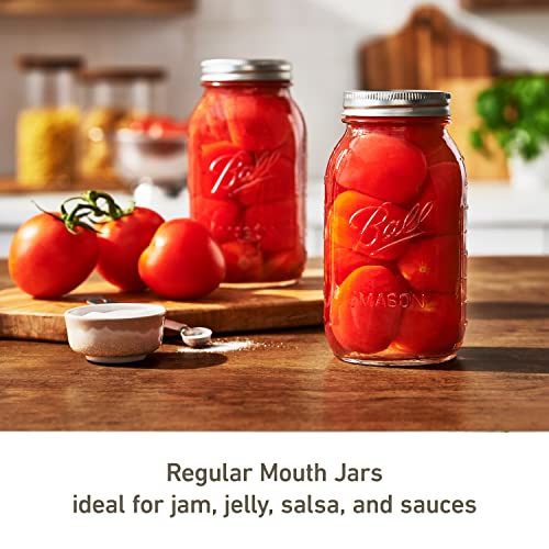 Ball Regular Mouth Quart (32 oz) Mason Jars with Lids and Bands - size: 8 Pack, style: Regular Mouth