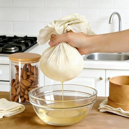5Pcs Cotton Strainer Bags, Reusable Unbleached Cheesecloth Bags for Nut Milk, Juicing, Cooking & Food Straining (7.87x11.8in)