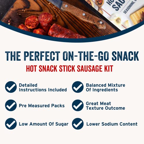 PS Seasoning Hot Snack Stick Kit - Includes Spicy Sausage Seasoning Mix, Maple Cure, and Collagen Casings for up to 25 lbs of Meat - Easy to Use Sausage Making Kit For Pork, Beef, Venison, Wild Game