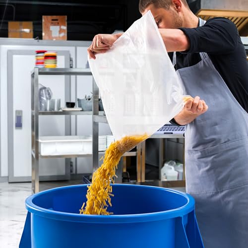 PRO&Family Commercial Round Trash Can, Ingredient Bin, Heavy-Duty Plastic, Anti-Static, Kitchen, Office, Outdoor Use (Blue, 55 Gallon) - color: Blue, size: 55 Gallon