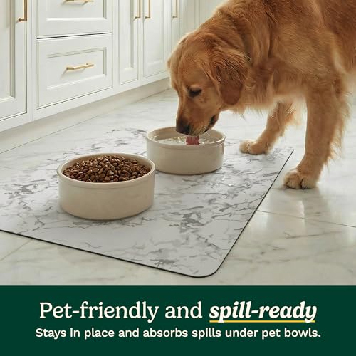 Cuisinart Coffee Mat for Countertop (2 Pack)–Quick-Dry Absorbent Coffee Bar Mat for Espresso Machines & Brew Stations, Also Use as a Dish Drying Mat on Kitchen Counter, Non-Slip, Easy Care, 15” x 20” - color: White Marble