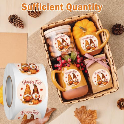 Louise Maelys 500 Pcs Happy Fall Stickers 1.5Inch Autumn Sticker Roll | Gift Wrapping, Thanksgiving Decor, Envelope Seals, Cards, DIY Crafts，Waterproof,Easy to Peel and Stick - color: Fall