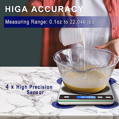 hito Food Scale 33lb Digital Kitchen Scale Rechargeable Waterproof Weight Grams and oz 1g/0.1oz Precise, for Weight Loss, Cooking and Baking, Ash Silver - color: Silver, size: 33lbs charging/ battery
