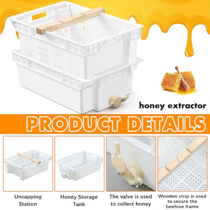 Zonon Beekeeping Uncapping Station for Honey Harvesting, Extractor, Strainer and Plastic Honey Cutting Deep Tray Shallow Tray Box Set(Double Layer, Food-Grade High-Density Pe Plastic) - style: Double Layer