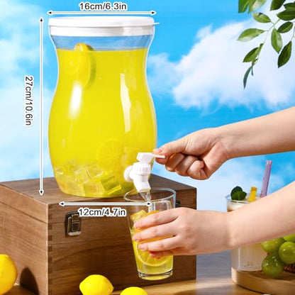 Havawish 2 Pcs 1 Gallon Plastic Beverage Dispenser with Spigot Clear Summer Kitchen Fridge Drink Dispenser for Parties Lemonade Juice Tea Beer Cold Water(White,Gourd) - color: White, style: Gourd
