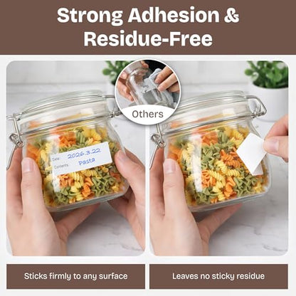 500 Pcs Food Labels, 1 x 3 Inch Removeable Freezer Labels, Water & Oil Resistant, No Residue, Easy Peel Off, Food Storage Labels for Freezer Bags, Jars, Containers & for Meal Prep, Perfect for Kitchen