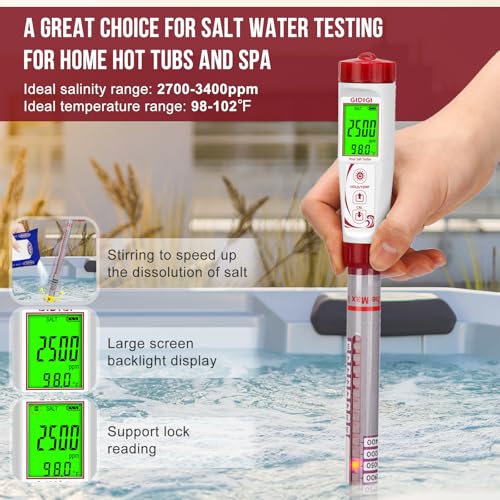 Salt Tester with Long Probe and pH Meter for Food