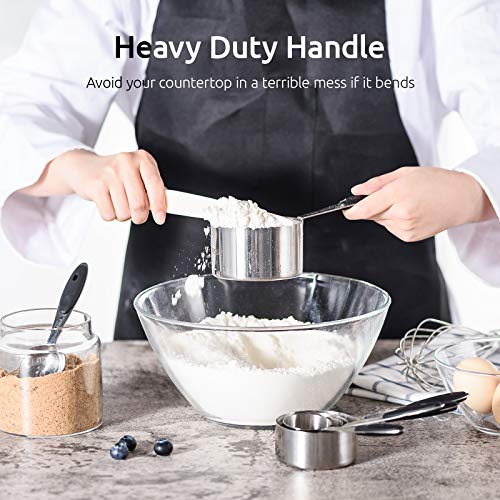 Measuring Cups : U-Taste 18/8 Stainless Steel Measuring Cups and Spoons Set of 10 Piece, Upgraded Thickness Handle(Black) - color: Black