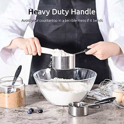 Measuring Cups : U-Taste 18/8 Stainless Steel Measuring Cups and Spoons Set of 10 Piece, Upgraded Thickness Handle(Black) - color: Black