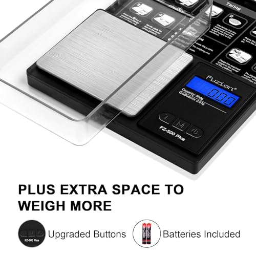 Fuzion Digital Pocket Gram Scale .01 Gram Accuracy, 500g Small Coin Scale, Jewelry Scale, Digital Gram Scales for Food, Herb, Spice - Weight Gram and Oz - color: Black, size: 500g with Tray
