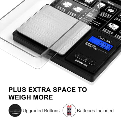 Fuzion Digital Pocket Gram Scale .01 Gram Accuracy, 500g Small Coin Scale, Jewelry Scale, Digital Gram Scales for Food, Herb, Spice - Weight Gram and Oz - color: Black, size: 500g with Tray