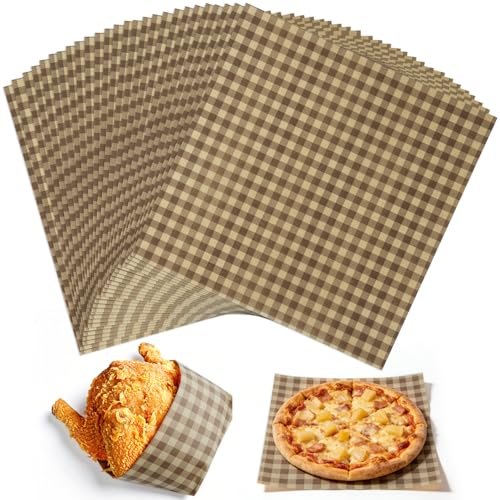 100 Pcs Waxed Deli Paper Sheets 12x12 Inch Greaseproof Food Basket Liners for Sandwiches, Burgers Wrapping, Multi-Color Checkered Paper for Kitchen, Food Truck, Party (100pcs 12”×12“) - size: 12”×12“