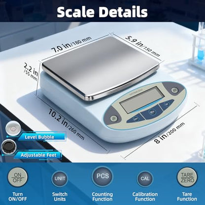 Lab Scale 6000gx0.01g,Analytical Balance 0.01g High Precision Electronic Digital Balance Scale, Scientific Scale Gram Scale Digital Balance for Kitchen Lab Weighing Jewelry Scale - size: 6000gx0.01g