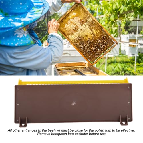 Multifunction Plastic Pollen Trap, Bee Pollen Collector and Feeding Box, Adjustable Beekeeping Accessory Tool for Hive Entrance with Collect Box for Beekeepers