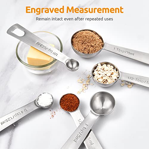 Measuring Spoons: U-Taste 18/8 Stainless Steel Measuring Spoons Set of 9 Piece: 1/16 TSP, 1/8 TSP, 1/4 TSP, 1/3 TSP, 1/2 TSP, 3/4 TSP, 1 TSP, 1/2 tbsp & 1 tbsp Dry and Liquid Ingredients - size: XL-9 pcs