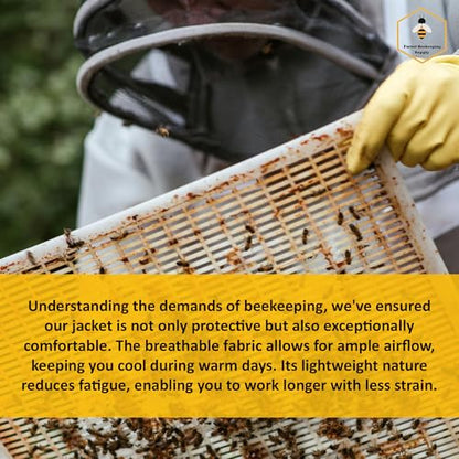 Beekeeping Jacket with Fencing Veil and Gloves, Cotton Bee Jacket for Men and Women, Heavy-Duty Brass Zippers - 2XL - size: 2XL