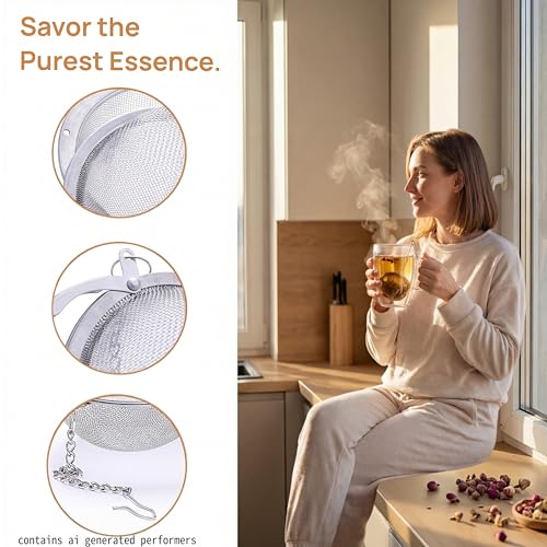 4Pcs 304 Stainless Steel Tea Infuser for Loose Leaf Tea, Extra-Fine Mesh Tea Strainer Ball, Tea Diffuser with Long Chain for Mug & Teapot, Reusable Tea Infusers for Herbal Tea & Spices - size: 4 pcs for value
