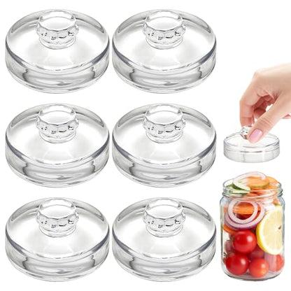 6Pcs Fermentation Glass Weights for Wide Mouth Jars - Pickle Bottles with Sealing Lids for Efficient Fermenting - Durable, Transparent Fermenting Lids and Weights for Sauerkraut, Kimchi (B Flower) - size: B Flower