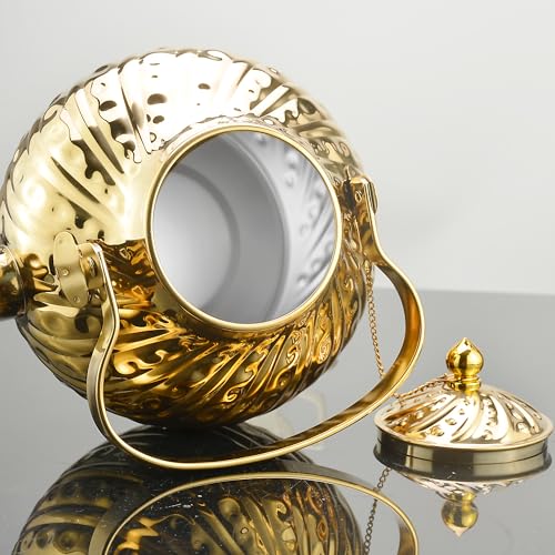 SANQIAHOME 2000ml stainless steel antique style teapot,with Infuser, thickened boiling kettle, lifting handle,Gold - color: Gold(D), size: 2000ml