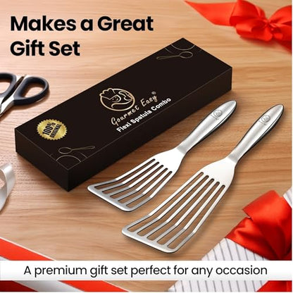 Gourmet Easy Fish Spatula Set, Ultra-Thin Edge for Easy Turning & Flipping | Stainless Steel, Kids Friendly, Ergonomic Non-Slip Grip for Secure Control, Versatile Use, Dishwasher Safe, 5-Year Warranty - color: Original