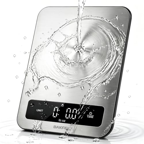 Waterproof Kitchen Food Scale, 1g/22lb, IP67, Rechargeable, Black | Premium Stainless Steel & Tempered Glass, Clear LED Display, with 6 Units, Tare, Ideal for Cooking, Making Sourdough Bread - color: Black