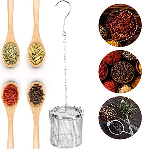 Watris Veiyi Seasoning Strainer with Chain Hook for Home Restaurant | 10*10cm, Stainless Steel Cooking Spice Filter with Chain Hook, Soup Seasonings Seperation Basket Filter