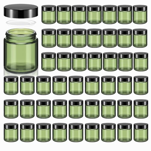 Norme 48 Pcs 4 oz Glass Jars with Lids Leakproof Round Airtight Empty Cosmetic Jars with Inner Liners Lid for Storing Lotions Powder Ointments Making Tins (Olive Green) - color: Olive Green, size: 4 oz