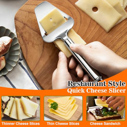 2 Pack Butter & Cheese Slicers Stainless Steel with Extra Spreader Knife | Sharp Blade - color: Silver-3PCS