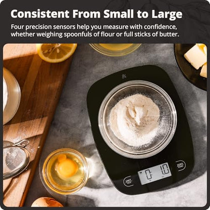 Greater Goods Food Scale – Digital Kitchen Scale, 1g Precision, Easy-Tare & Quick Conversion, Slim Compact Design, Durable & Portable | Ideal for Cooking, Baking & Meal Prep (Glass, Black) - color: Black Glass