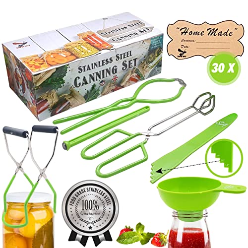 Supa Ant Canning Supplies - USA Assembled & Certified Food Grade Stainless Steel Starter Set Canning Kit for Beginners - Wide Kitchen Funnel, Jar Lifter and Wrench, Bubble Popper/Measurer, Lid Lifter - size: 6-Piece Starter