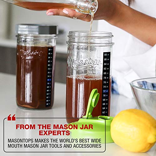 Masontops Complete Kombucha Starter Kit - Includes Organic Scoby, Thermometer, Activating Sugar & Kombucha Brewing Lid - size: Kombucha Starter Kit