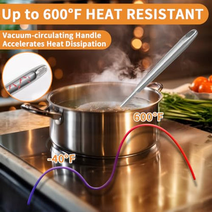 Deep Stainless Steel 13.7 Inches Newness Soup Ladle,[Rustproof, Heat Resistance, Integral Forming]Resilient 304 Stainless Steel Soup Spoon with Vacuum Ergonomic Round Handle, Cooking Spoon for Kitchen - size: Length:13.7 Inches (34.7 cm)