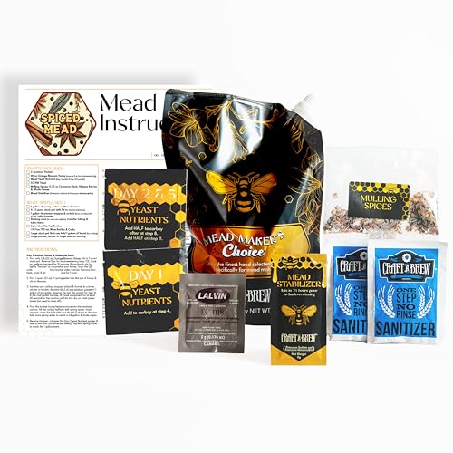 Craft A Brew - Mead Maker’s Choice - Spiced Mead Recipe Kit - Ingredients & Instructions for Mead Fermentation & Backsweetening – With Orange Blossom Honey - Makes 1 Gallon Still Mead - color: Spiced