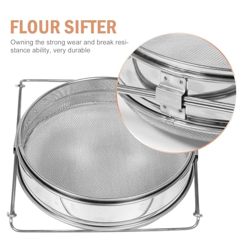 Stainless Steel Double Layer Honey and Flour Sifter, Fine Mesh Manual Food Strainer for Kitchen Baking and Beekeeping, Portable Handheld Flour Sifting Tool