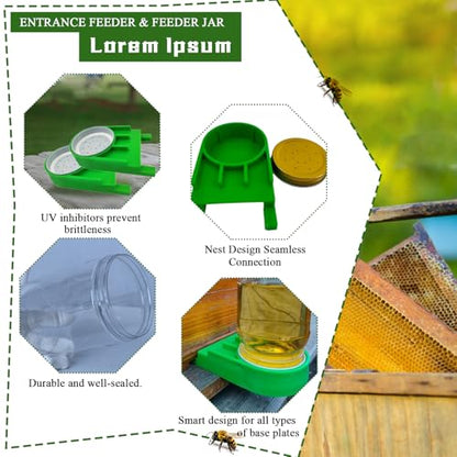 2 Pack Bee Hive Feeder Kit - 500ml (0.13 Gal) Compact Bottles, Leak-Proof + Anti-Drown Tech - Essential for Small Hives!Send Two Bottles for Honey Storage and A Pair of Gloves!