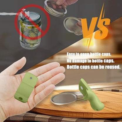 Mason Jar Opener and Canning Tool, Compatible with Mason Jar Lids, Releases Vacuum Seal on Wide Mouth and Regular Mouth, Magnetic Lid Lifter for Canning, Pickling (Military Green) - color: Military Green
