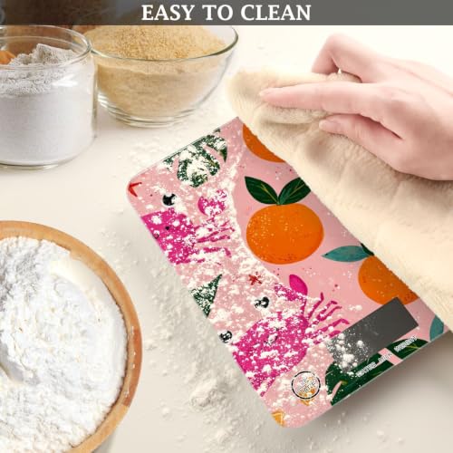 Food Scale Kitchen Digital Scale Food Ounces and Grams Dieting Baking Cooking Waterproof Glass Panels LCD Display,4 Units Scale Tare Function Pink Fruit Orange Crabs - color: Peach 27