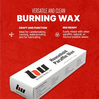 Blended Waxes, Inc. Paraffin Wax Block - Household Paraffin Wax for Canning, Candle Making, Waterproofing, Metal Preservation, and a Variety of Other Applications (1lb. Block - 1 Block) - size: 1lb. - 1 blocks