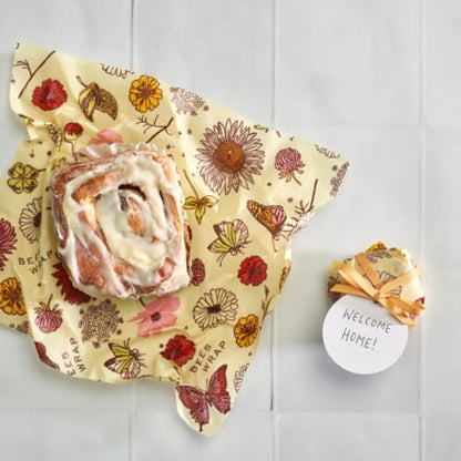 Bee's Wrap Beeswax Wraps for Food - Assorted 5 Pack of Beeswax Wraps - 2 Large & 3 Medium Wrap - Plastic Free Made in USA Reusable Natural Food Wrap - Meadow Magic Print - style: Meadow Magic (Beeswax) 5 Pack