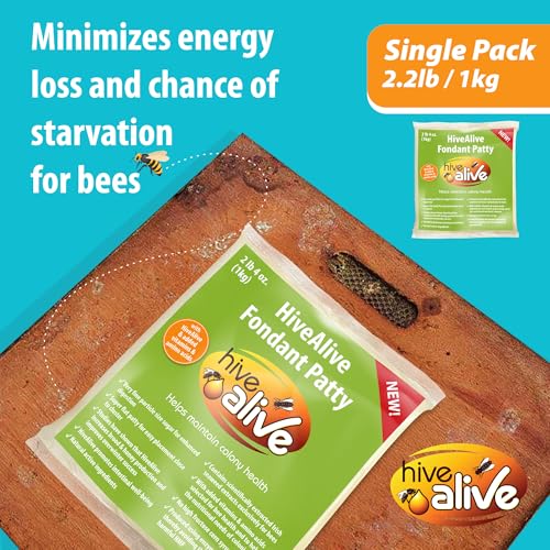 HIVE ALIVE Fondant Bee Food Supplement – Easy to Use Feed Enhancer Prevents Starvation During Overwintering – HiveAlive Feeding Program - Single - size: Single