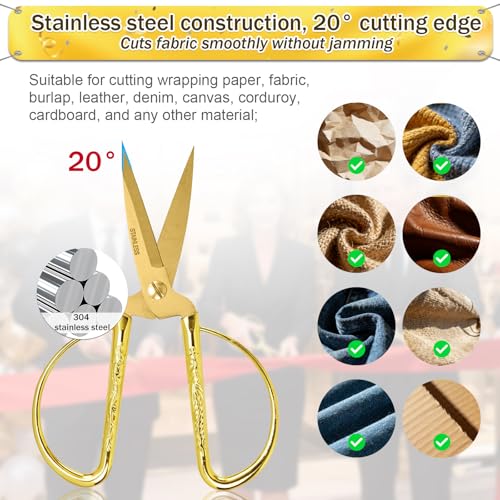 Grand Opening Ribbon-Cutting Ceremony Kit – Includes Gold Scissors, Flower Ball, Red Ribbon & White Gloves,Suitable for all ribbon-cutting and inauguration ceremonies (Embossed Handle) - style: Embossed Handle