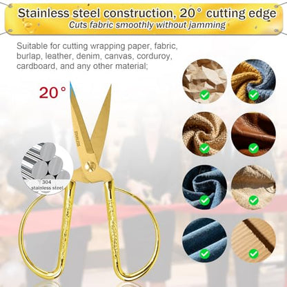 Grand Opening Ribbon-Cutting Ceremony Kit – Includes Gold Scissors, Flower Ball, Red Ribbon & White Gloves,Suitable for all ribbon-cutting and inauguration ceremonies (Embossed Handle) - style: Embossed Handle